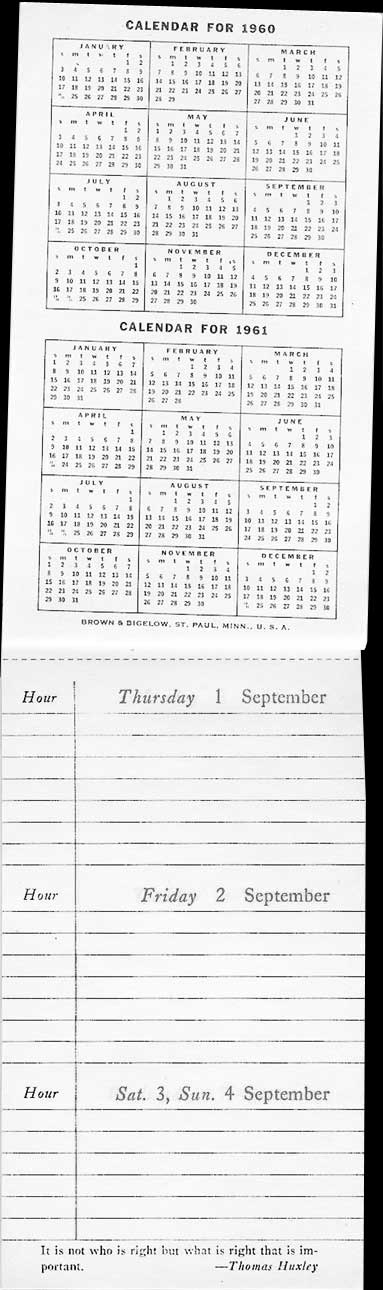 Calendar for 1960