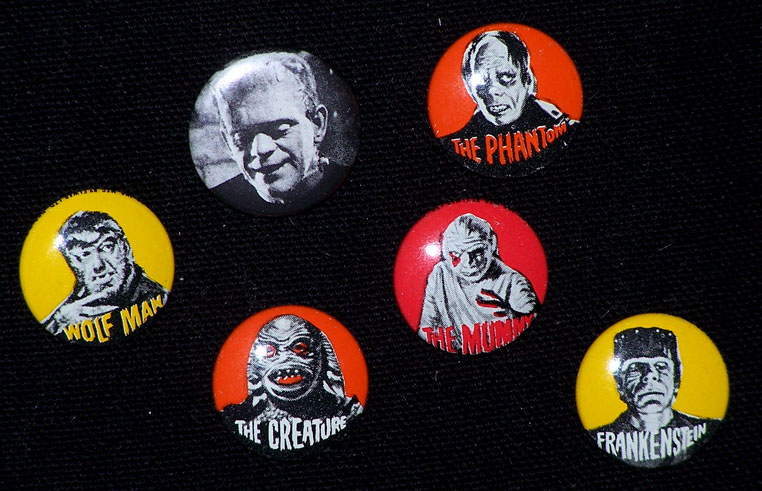 Monster movie pinback buttons